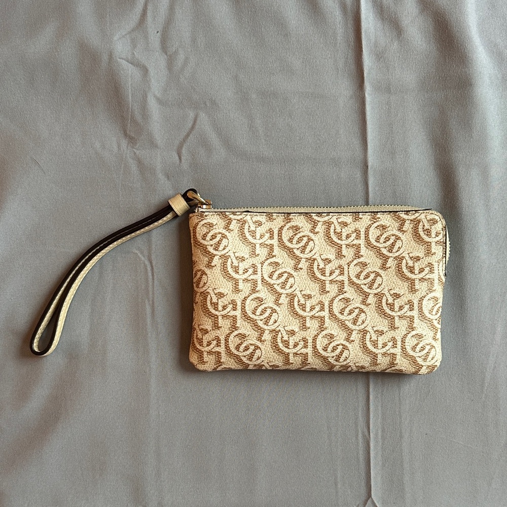 Coach Monogram Beige Wristlet Wallet